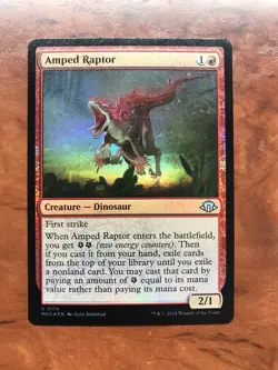 Amped Raptor Foil MTG Magic the Gathering Card NM Near Mint Modern Horizons MH3 - Image 1
