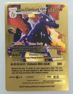 Pokemon Shining Charizard GX 250hp Gold Foil Fan Art Collector Card TCG - Image 1