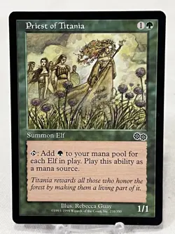 Magic The Gathering Priest of Titania - Urza's Saga ~NM~ MTG - Image 1