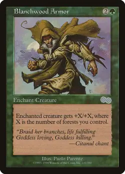 Blanchwood Armor 1x MtG Urza's Saga USG SP/NM - Image 1