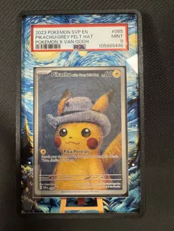 2023 Pokemon SVP X Van Gogh #085 MINT Pikachu Grey Felt Hat PSA 9 Case Included - Image 1