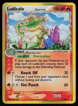 Ludicolo 6/100 Rare Crystal Guardians Pokemon Holo Moderately Played - Image 1