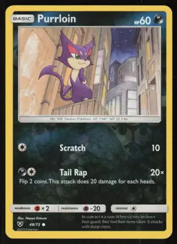 Purrloin 48/73 Common Shining Legends Pokemon Reverse Holo Lightly Played - Image 1