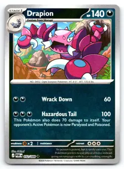 Pokemon Drapion Perfect Order ME03 UNCOMMON REVERSE HOLO 052/088 Nelnal NM - Image 1