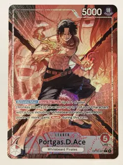 One Piece The Time Of Battle Portgas D Ace OP16-001 Alternate Alt Art Leader NM - Image 1