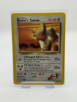 Blaine’s Tauros 64/132 Gym Heroes EX/LP Pokemon Card - Image 1