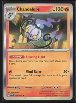 Pokemon TCG Chandelure 038/167 - Twilight Masquerade - Holo Rare NM - Image 1