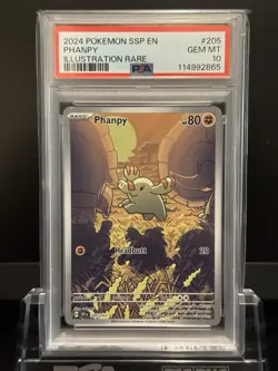 2024 Pokemon SV Surging Sparks SSP EN Phanpy #205/191 PSA 10 - Image 1