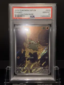 2024 Pokemon SV Surging Sparks SSP EN Phanpy #205/191 PSA 10 - Image 2