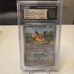 Eevee Pokemon Day 074/131 Prismatic Evolutions Stamped Promo English PSA 10 Holo - Image 1
