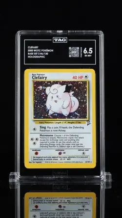 2000 Pokemon TCG Clefairy 6/130 Base Set 2 Holo TAG 6.5 - Image 2