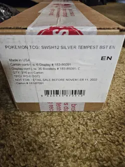 Pokemon TCG Sword Shield Silver Tempest Booster Box Case 6 Booster Boxes Sealed 820650870910 - Image 1