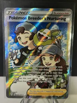 Pokemon Breeder's Nurturing (Full Art) 188/189 Swsh03: Darkness Ablaze Holo NM - Image 1