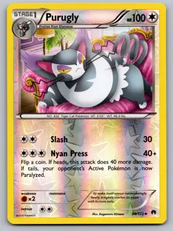 Purugly 94/122 Uncommon BREAKpoint Pokemon Reverse Holo Lightly Played - Image 1