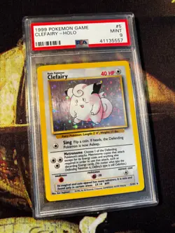 1999 Pokemon Game Clefairy Holo base set unlimited Graded PSA 9 Mint TCG - Image 1
