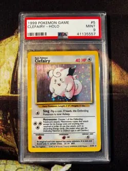 1999 Pokemon Game Clefairy Holo base set unlimited Graded PSA 9 Mint TCG - Image 2