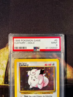 1999 Pokemon Game Clefairy Holo base set unlimited Graded PSA 9 Mint TCG - Image 4