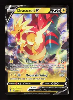Dracozolt V 058/203 Holo V Rare Evolving Skies Pokemon Near Mint - Image 1