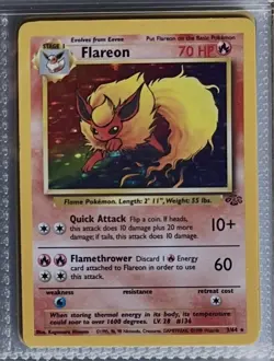 Flareon 3/64 Unlimited Holo Rare Jungle Pokemon Card - Image 1