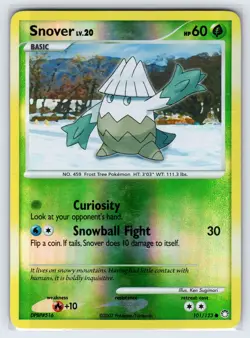 Snover 101/123 D&P Mysterious Treasures Pokemon Card Reverse Holo Common - Lp - Image 1