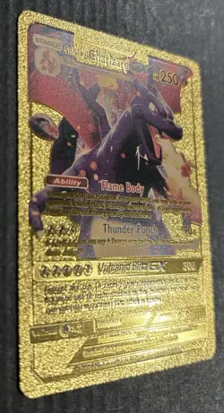 Pokemon Shining Charizard GX 250hp Gold Foil Fan Art Textured Collector Card - Image 3