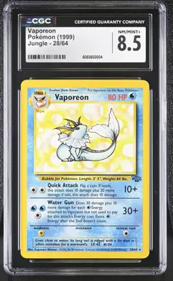 CGC 8.5 Vaporeon 1999 Jungle 28/64 Pokemon Card - Image 1