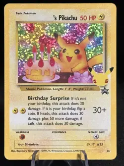 Birthday Pikachu Holo Promo 2021 Pokemon Celebrations Classic #24 Near Mint - Image 1