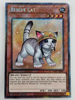 Yu Gi Oh - RA02-EN001 Rescue Cat (Alt Art) - Platinum Secret Rare - Image 1