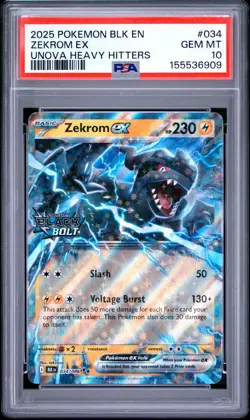 2025 Pokemon Black Bolt Stamped Unova Heavy Hitters ZEKROM EX #034 PSA 10 GEM - Image 1