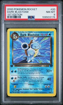 2000 Pokemon Rocket #20 Dark Blastoise 1st Edition PSA 8 - Image 1