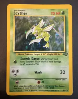 Pokemon Scyther 10/64 Jungle Holo Rare English Basic 1999 LP - Image 1