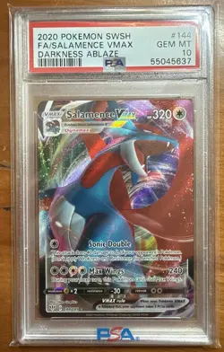 2020 Pokemon Salamence VMAX Full Art Darkness Ablaze # 144/189 - PSA 10 GEM MINT - Image 1