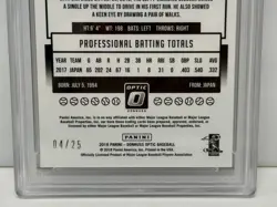 2018 Panini Donruss Optic Shohei Ohtani Rated Rookie Black Holo /25 RC PSA 9 #56 - Image 5