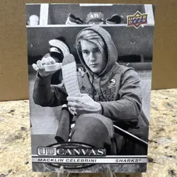 2025-26 Upper Deck - Macklin Celebrini UD Canvas BLACK & WHITE #C-124 Sharks SSP - Image 1