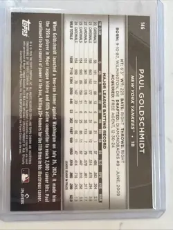 2025 Topps Chrome Black Paul Goldschmidt Yankees #146 Blue Refractor /150 - Image 2