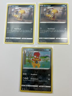 3 Card Lot scraggy scrafty common Reverse Holo Pokemon TCG basic stage 1 - Image 1