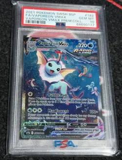 2021 Pokemon Vaporeon Vmax Premium Collection SWSH BSP #182 PSA 10 GEM MINT - Image 3