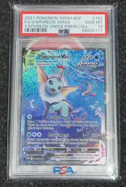 2021 Pokemon Vaporeon Vmax Premium Collection SWSH BSP #182 PSA 10 GEM MINT - Image 4