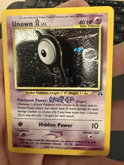 Pokemon Unown [A] Neo Discovery Holo Rare Basic 40 HP English 14/75 2001 - Image 1