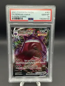 Pokemon 2021 Fusion Strike Gengar VMAX Full Art Holo 157/264 - PSA 10 - Image 1