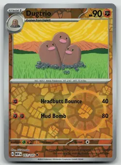 Pokemon Dugtrio 051/165 151 Uncommon Reverse Holo NM - Image 1