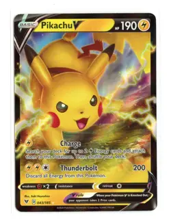 Pikachu V 043/185 Ultra Rare Holo SWSH04: Vivid Voltage Pokemon NM - Image 1