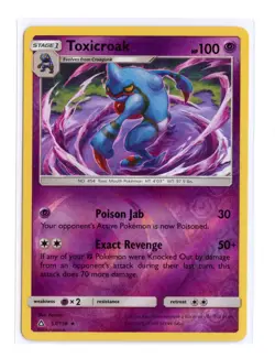 Toxicroak 57/156 Rare Reverse Holo SM - Ultra Prism Pokemon NM - Image 1