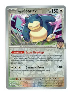 Hop's Snorlax 117/159 Rare Reverse Holo SV09: Journey Together Pokemon NM - Image 1