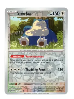 Snorlax 143/165 Uncommon Reverse Holo SV: Scarlet & Violet 151 Pokemon LP - Image 1