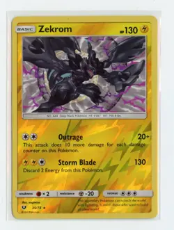 Zekrom 35/73 Rare Reverse Holo Shining Legends Pokemon NM - Image 1