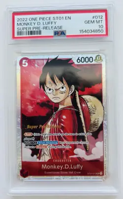 2022 ONE PIECE ST01-012 MONKEY D. LUFFY SUPER PRE-RELEASE PSA 10 GEM MINT ✅ - Image 1