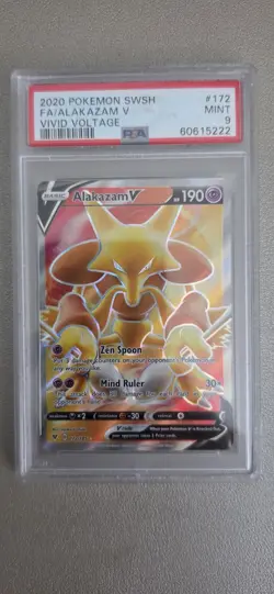 Alakazam V - Vivid Voltage 172/185 - SWSH - PSA 9 - 2020 Pokemon TCG - Image 1