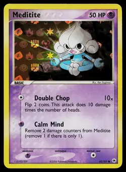 Pokemon Card - Meditite Hidden Legends 65/101 Reverse Holo Common - Image 1