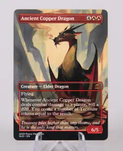 Ancient Copper Dragon | Handmade Borderless Designed Art Card - Image 1